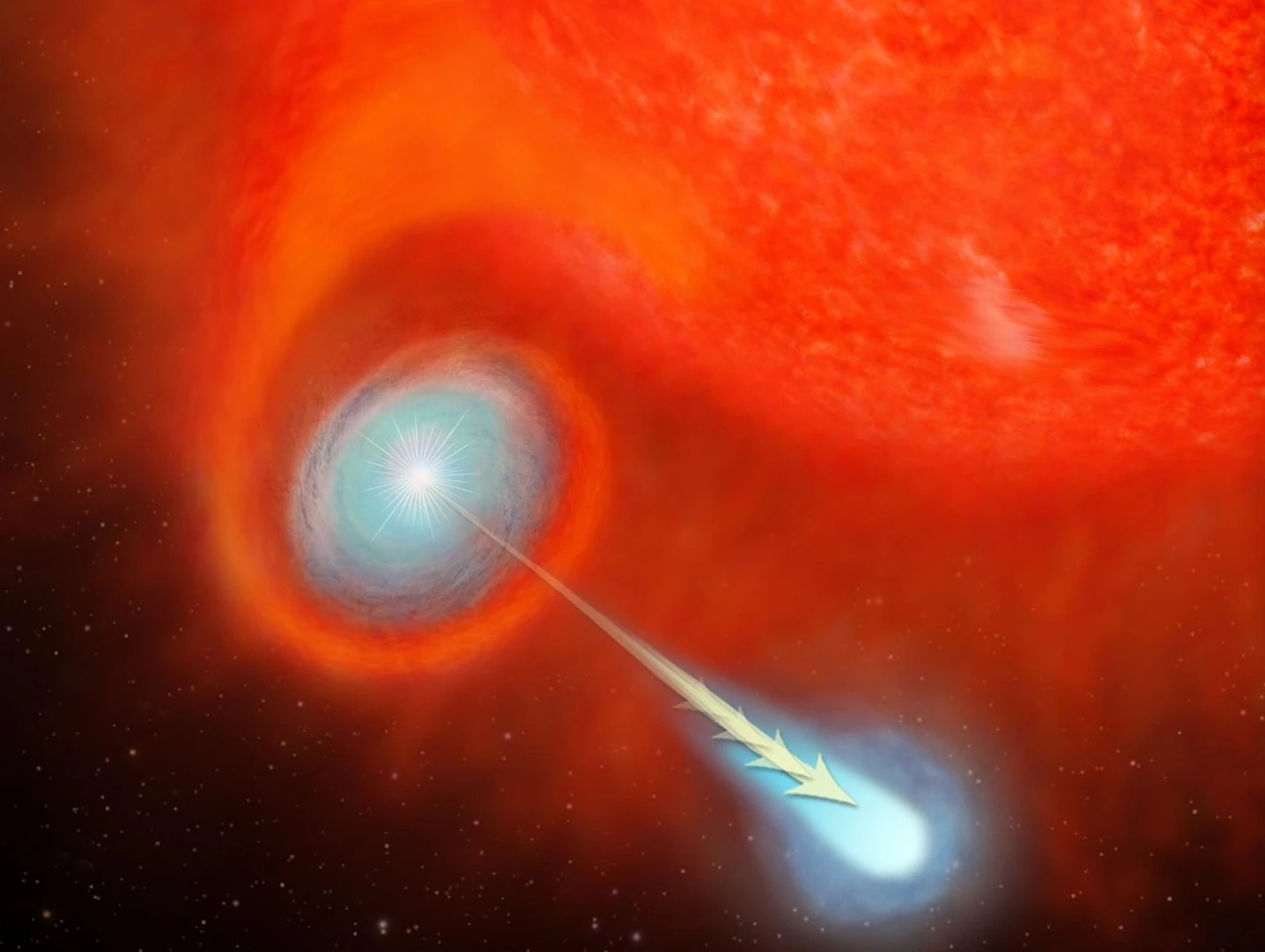 Artist's concept of a plasma ball flying away from V Hydrae