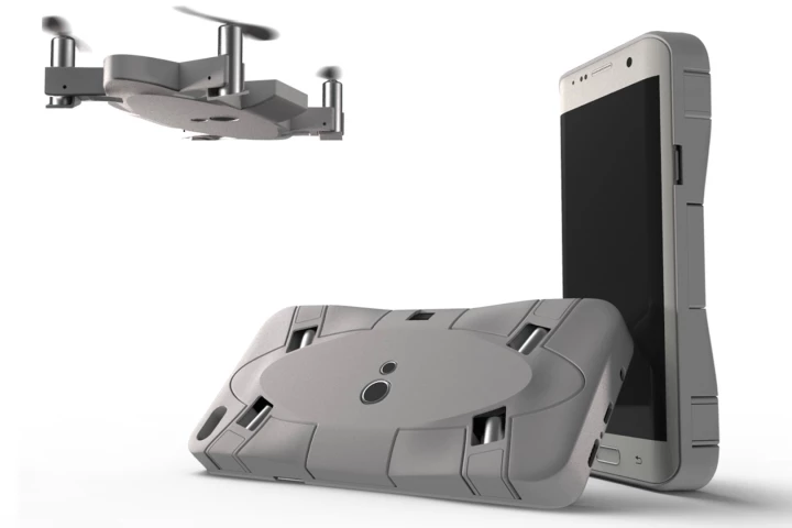 The Selfly drone attaches to a smartphone case when not in use