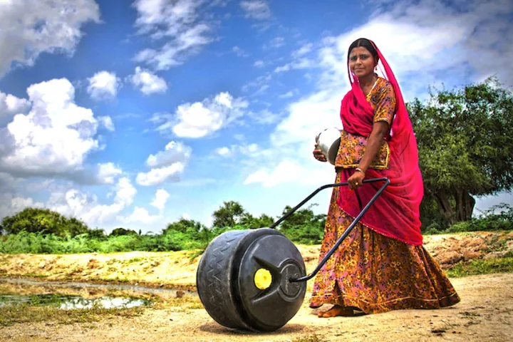 The WaterWheel is designed to transport three to five times as much water as traditional methods