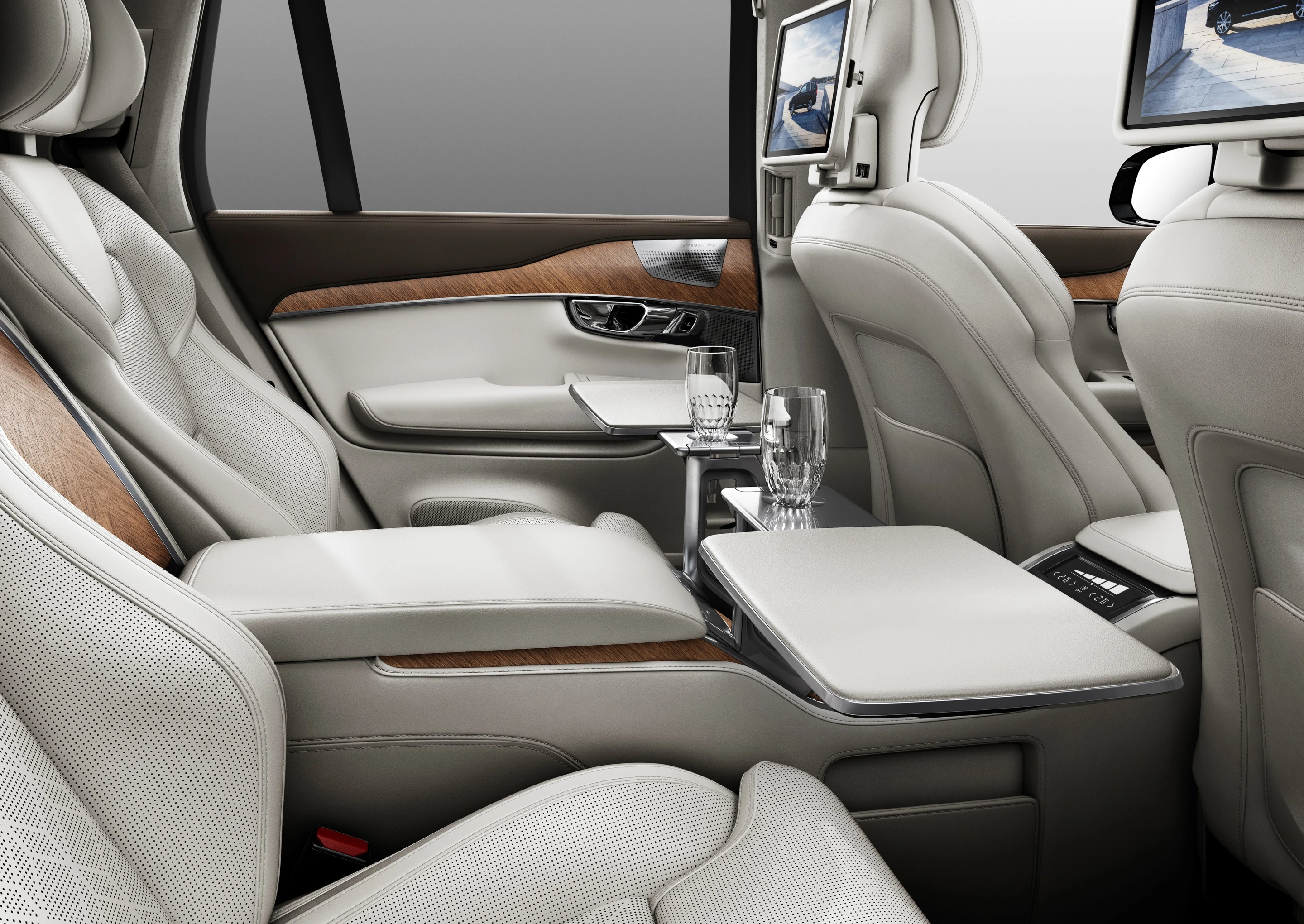 Fold-down tables are also new to the Volvo XC90 Excellence