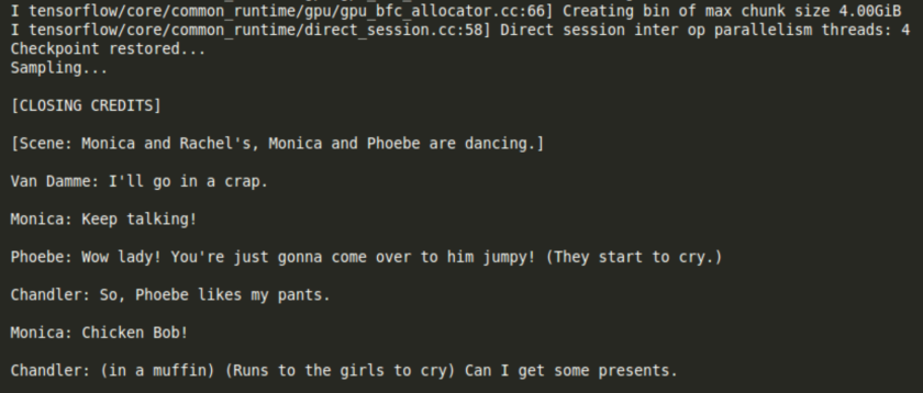 A scene from a machine-generated script for Friends