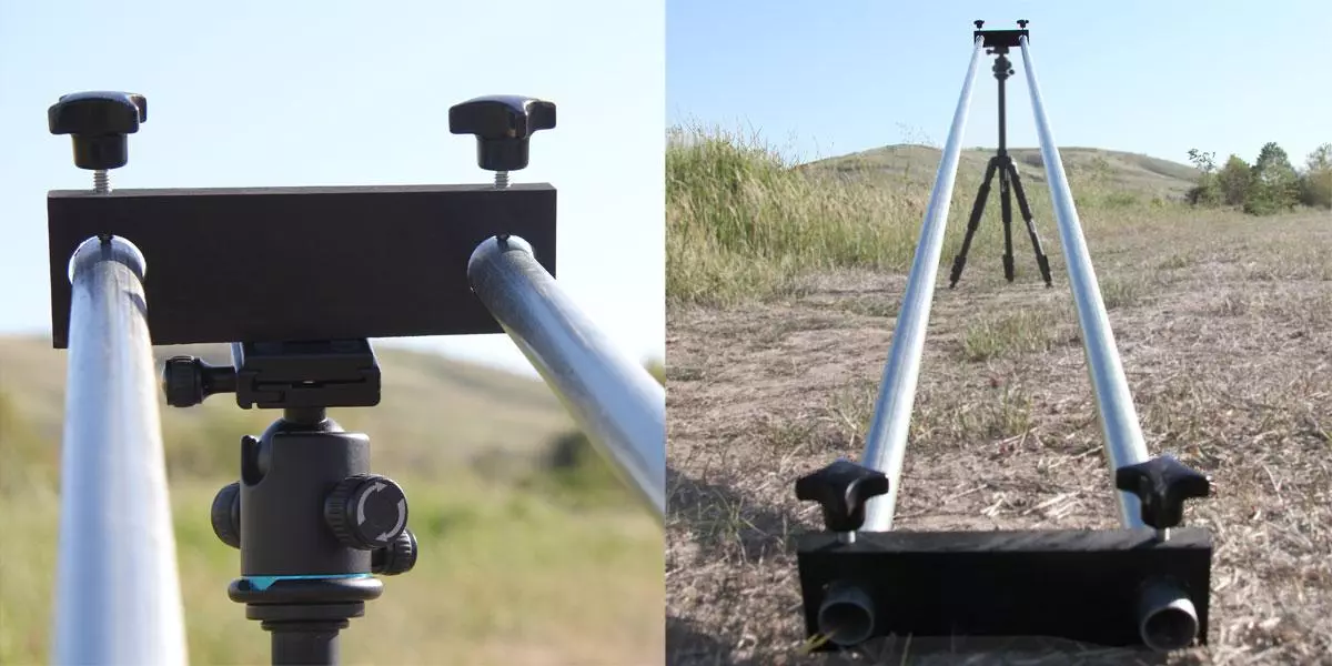 The rail kit allows stable shots even on rough surfaces