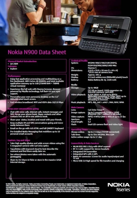 N900 datasheet