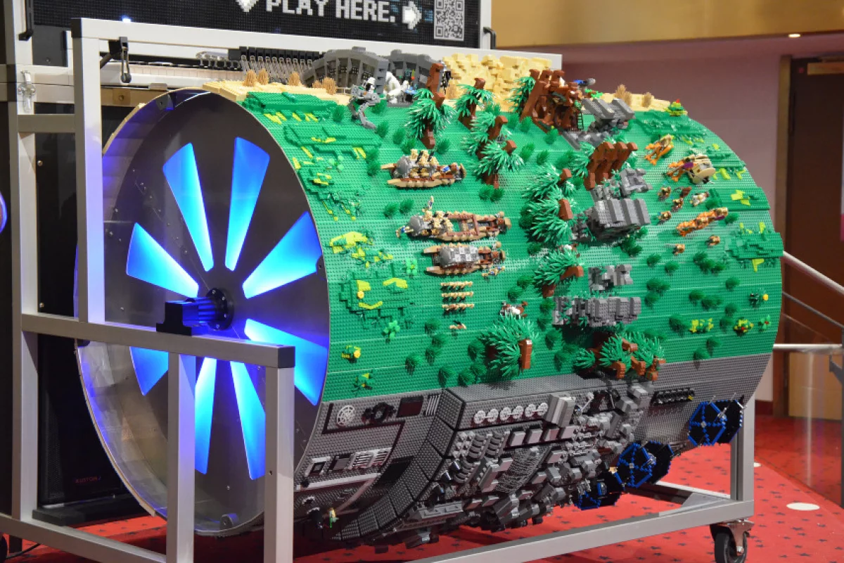 The Star Wars barrel organ made from over 20,00 pieces of Lego that plays the Star Wars theme