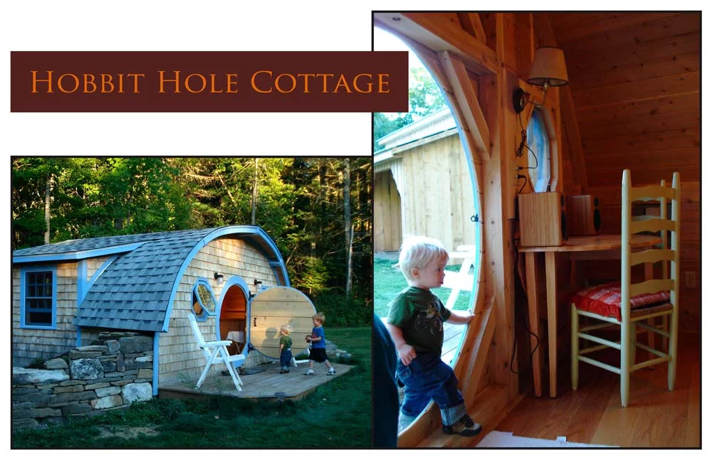 A photo collage of Hobbit Holes by Wooden Wonders (Photo: wooden-wonders.com)