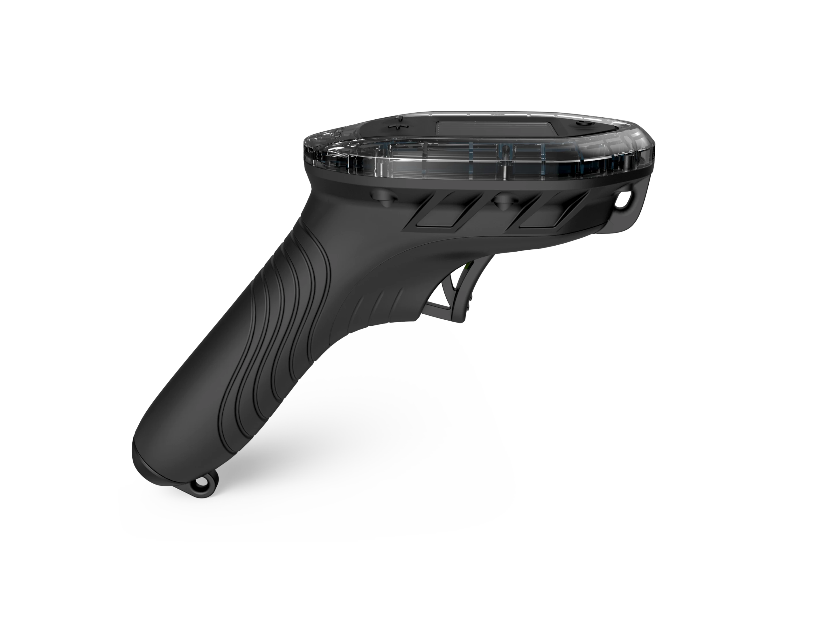 The wireless handheld remote offers 24 speed options and features a 2.3-inch anti-glare OLED display up top