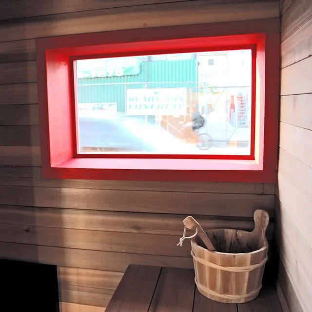 Once inside Sauna Box you wouldn't know you're sitting inside a shipping container