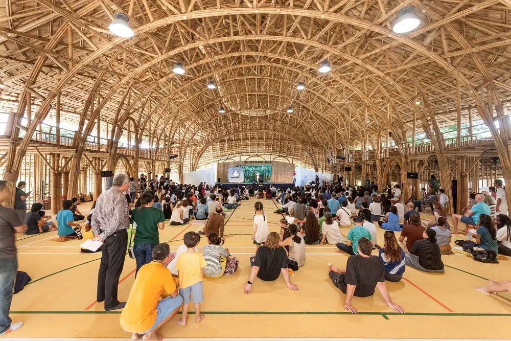 Students gather in the Bamboo Sports Hall at Panyaden International School