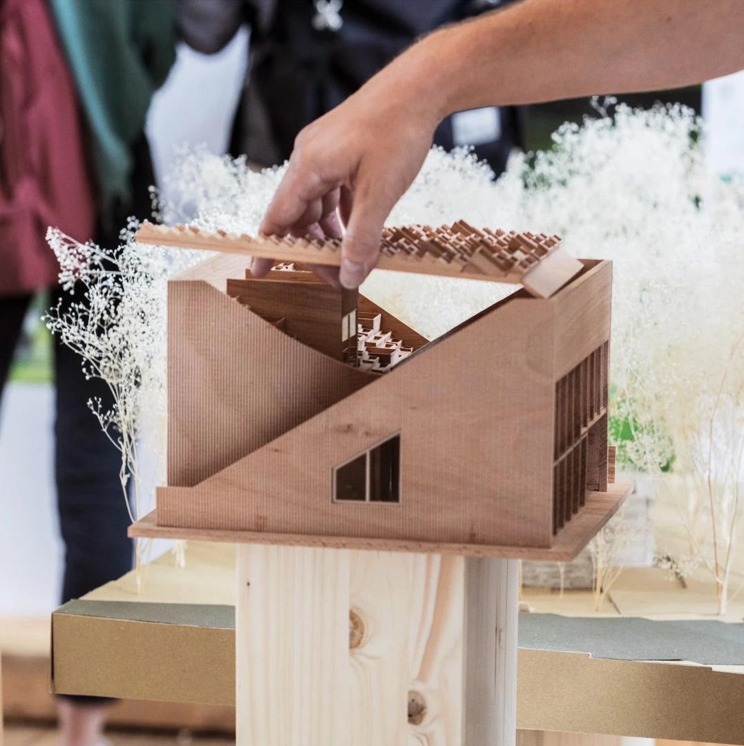 Yin & Yang house wooden model by Penda architects