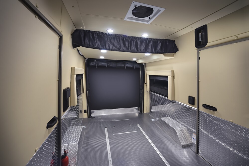 With the bed lifted out of the way, you have plenty of room for cargo