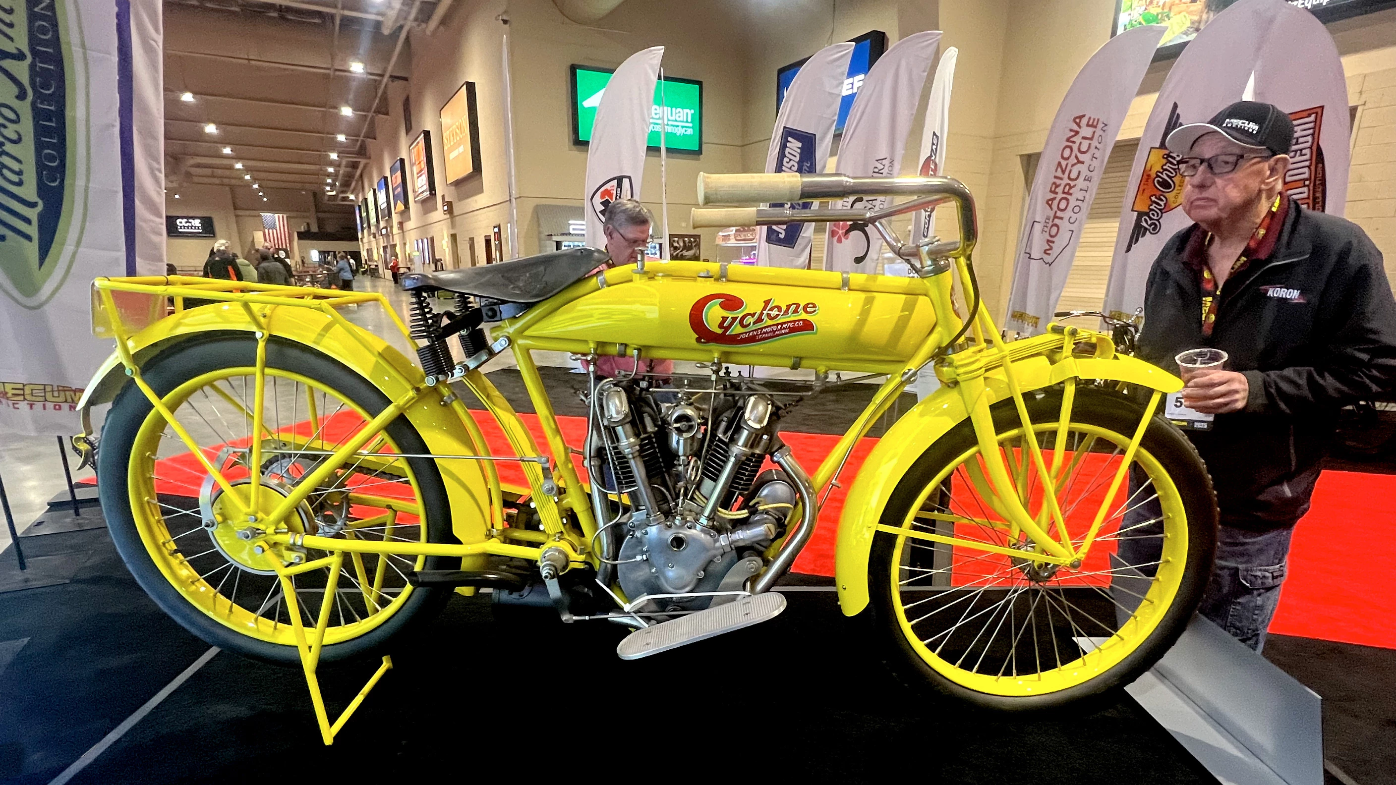 Now the most valuable motorcycle ever sold at auction, this Cyclone v-twin sold for $1,320,000. The Captain America Chopper from Easyriders sold for a $1,350,000 but the sale fell through. Ladies and gentlemen, meet the new undisputed heavyweight champion of the wooooorld