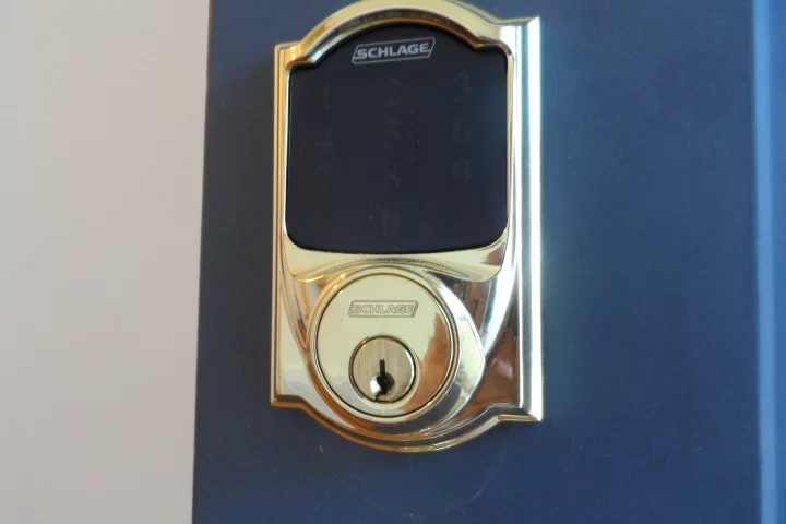 The keypad and backup key area for the Deadbolt