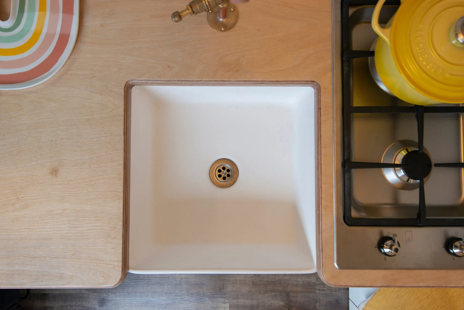 Overhead view above the sink