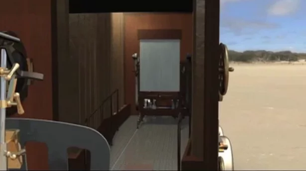 To get inside, the lens mount on the camera opens like a door, and provides access to the camera's film easel