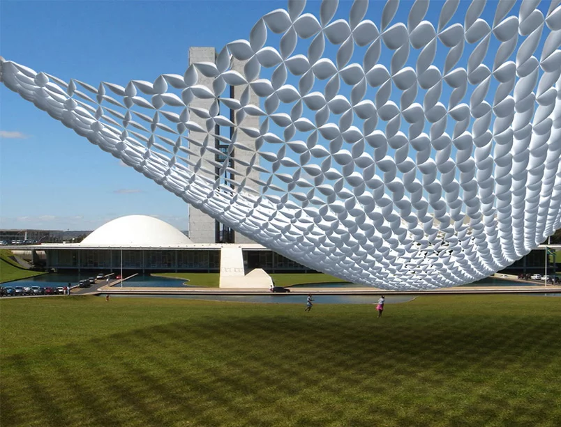 The Mobile Cultural Mobilizarte is a three-part inflatable portable pavilion