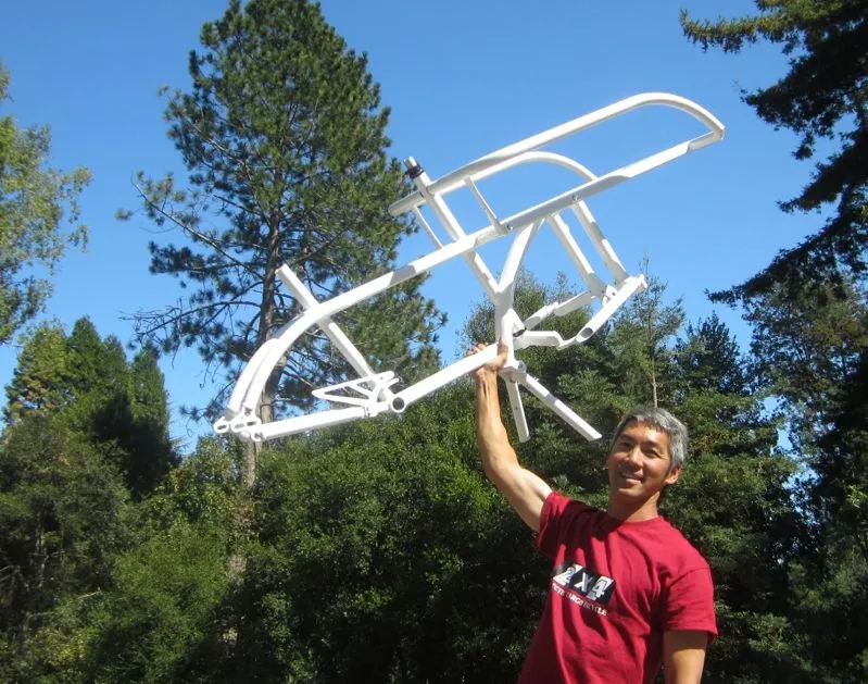 2X4 creator Neal Saiki, with the bike's aluminum frame