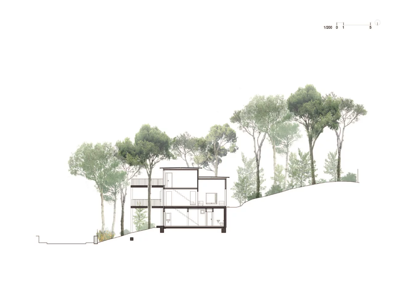 Two Cork Houses plans by Emiliano López Mónica Rivera Arquitectos