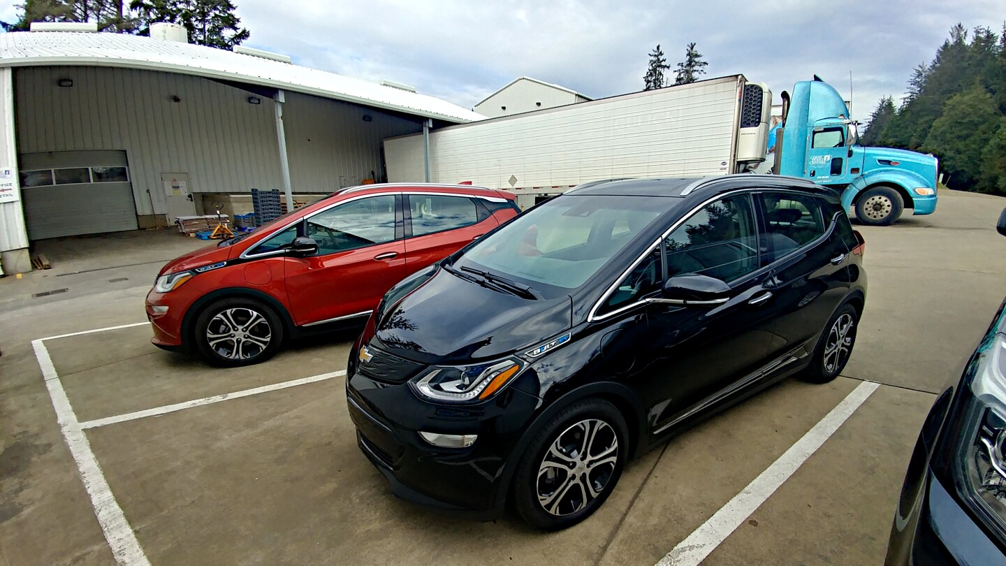 A fellow traveler, a Bolt EV in the new Cayenne Orange Metallic, which is new for 2020