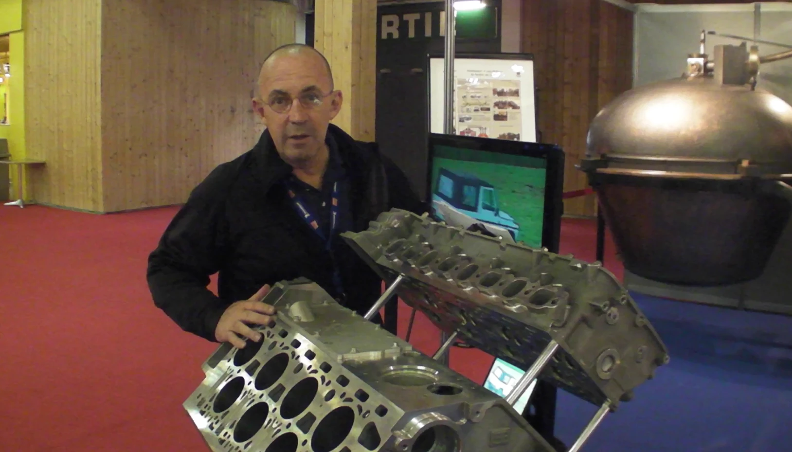 Author Hanlon with a Bugatti Super Sport engine