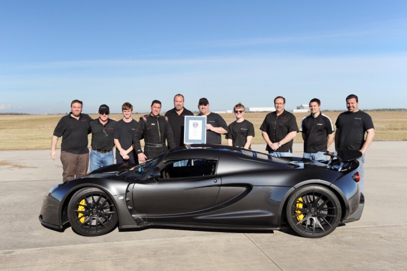 The Hennessey team with the record-breaking Venom GT