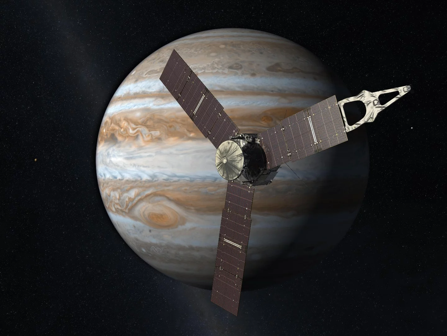 Artist's impression of Juno arriving at Jupiter