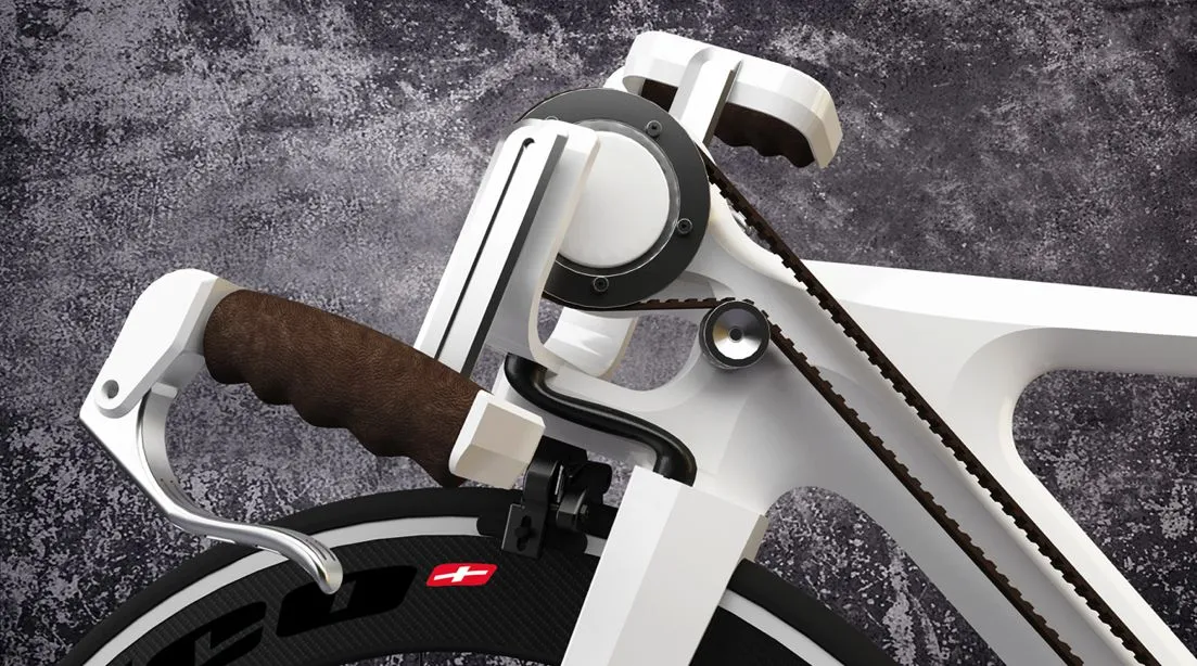 An integrated “steering stabilizing mechanism” helps keep the hand-pedaling movement from sending the bike off the road