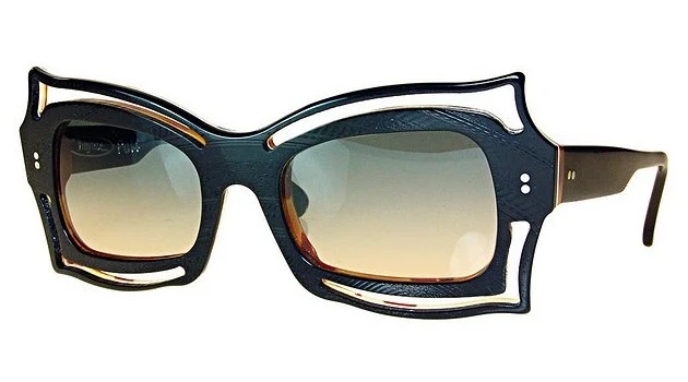 The Puff model of Vinylize sunglasses, made from old records bonded with cellulose acetate
