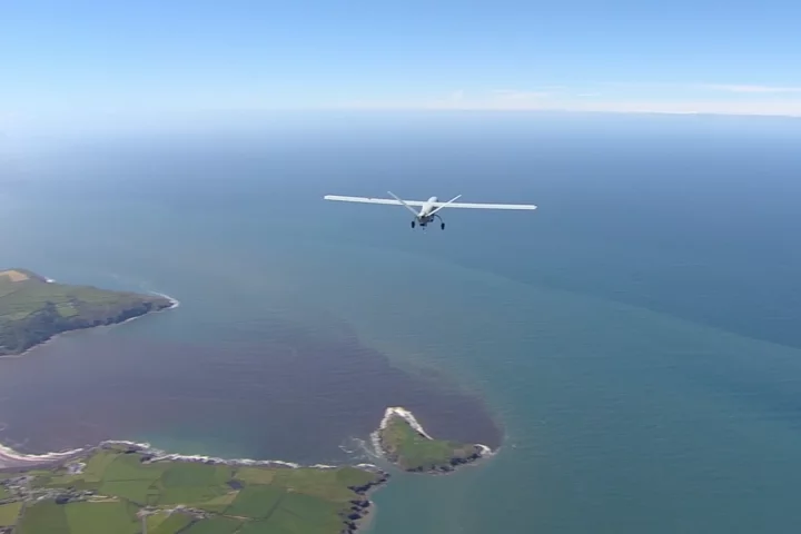 Watchkeeper took off from West Wales Airport on a three-and-a-half-hour flight