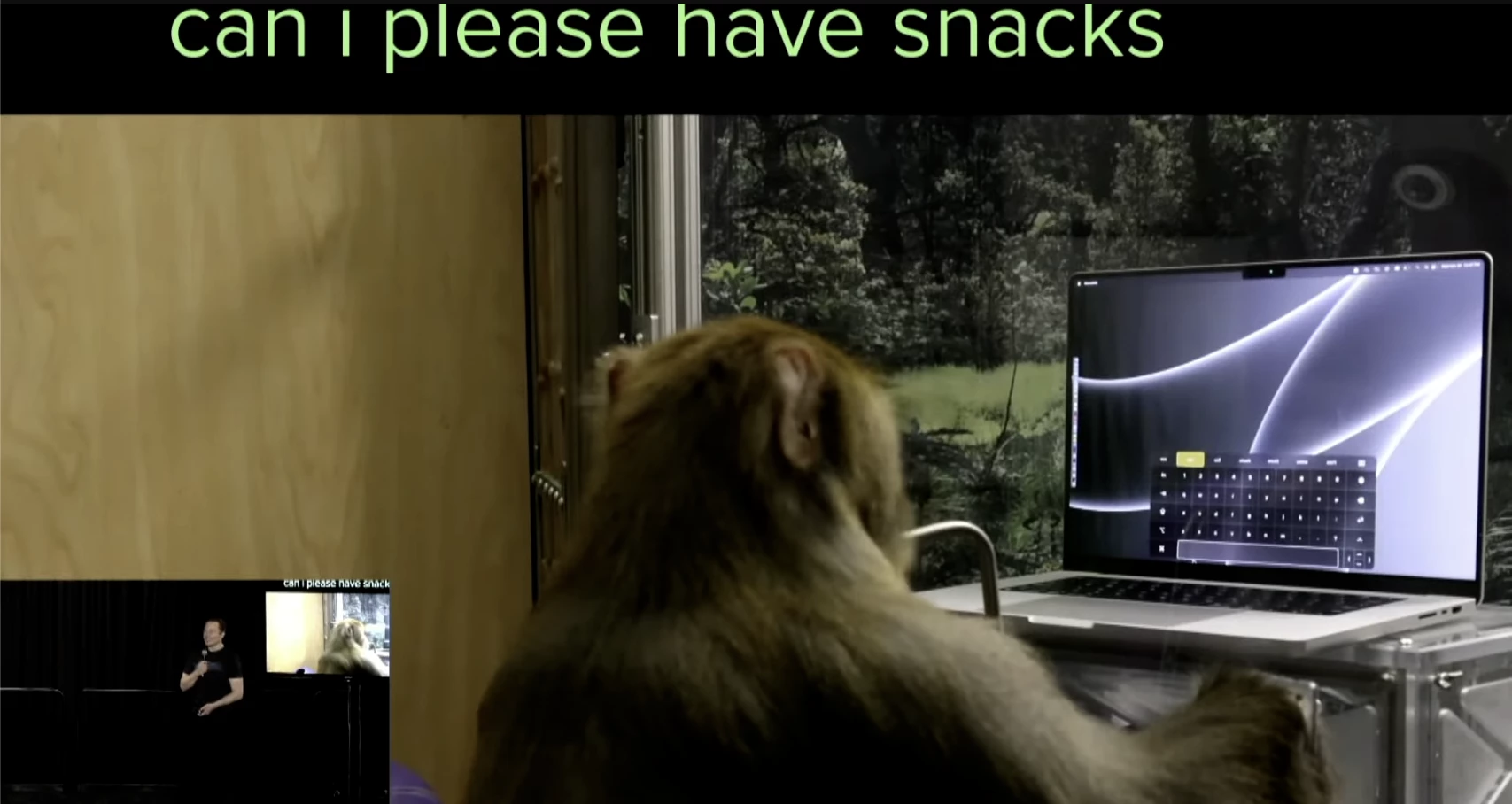 Sake demonstrating how quickly and accurately he can type using his brain-computer interface
