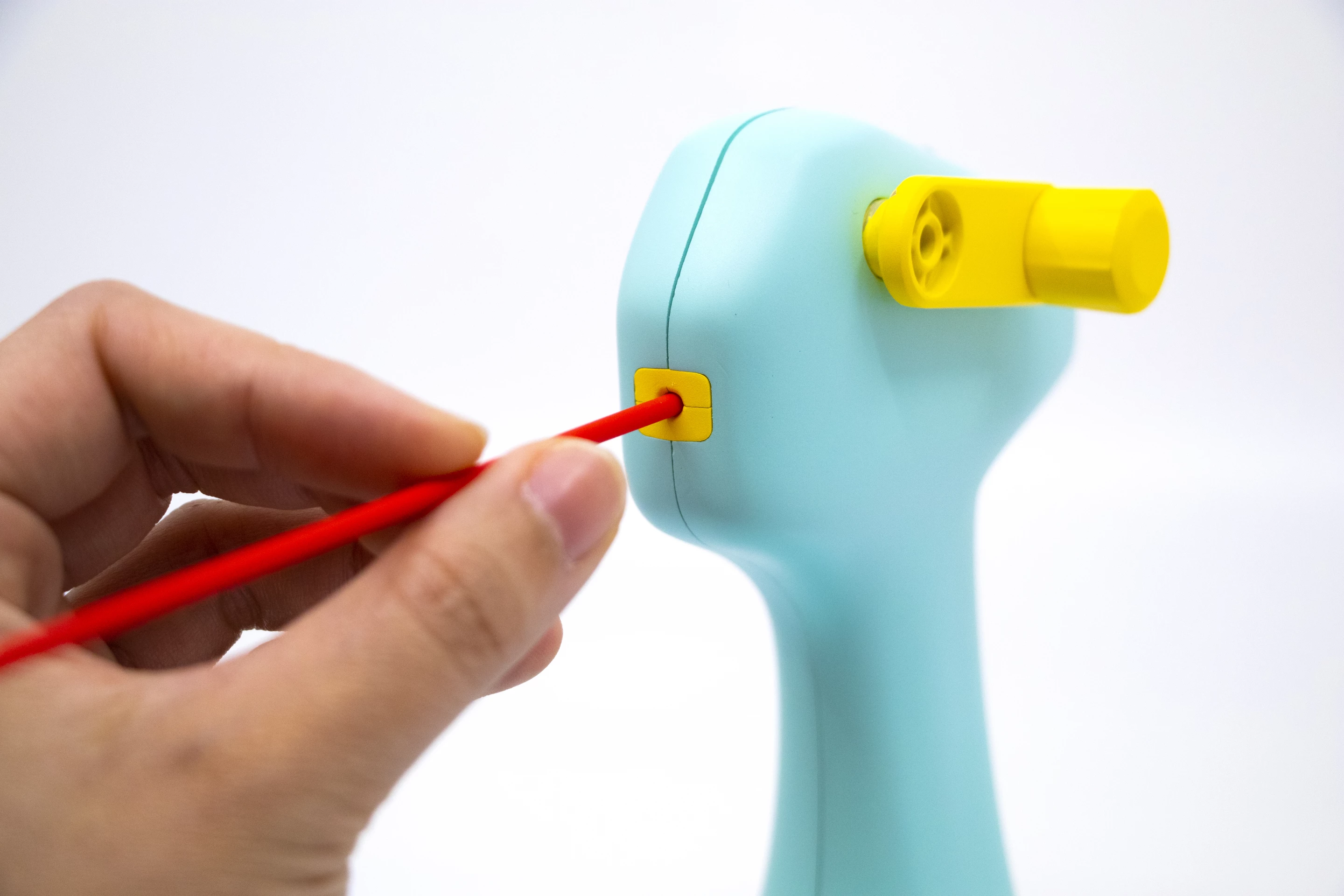The 3D printing pen is fed with BPA-free, non-toxic plastic strands