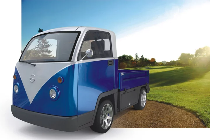 Designed for transporting light cargo, the Kombi EV has a range of 50 miles (80.5 km) on a single charge