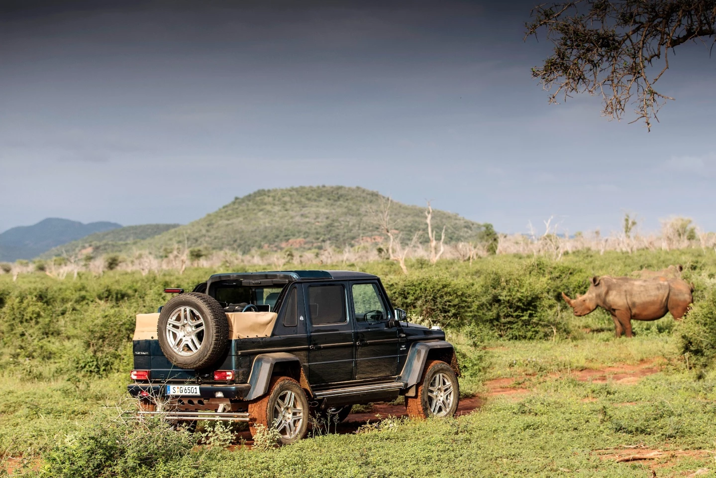 The luxury 7300 pound Maybach G650 Landaulet is more than five meters long and two meters high, with half a meter of ground clearance, and four wheels sharing responsibility for distributing 1000 Nm of torque.