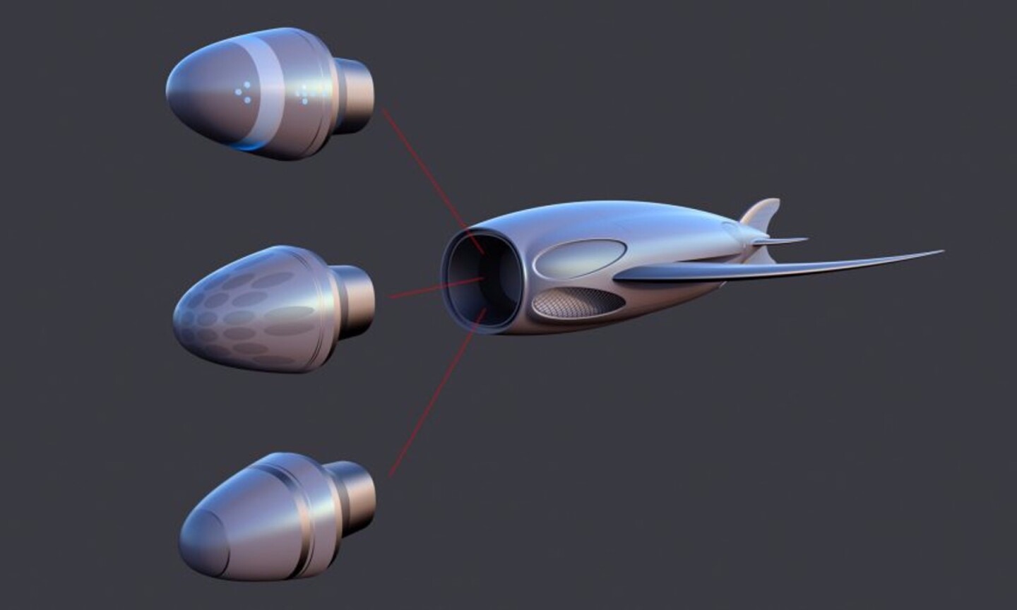 Flying Fish drones with assorted modular payloads, such as shockwave emitters, electromagnetic pulses (EMP), cluster missiles or individual warheads