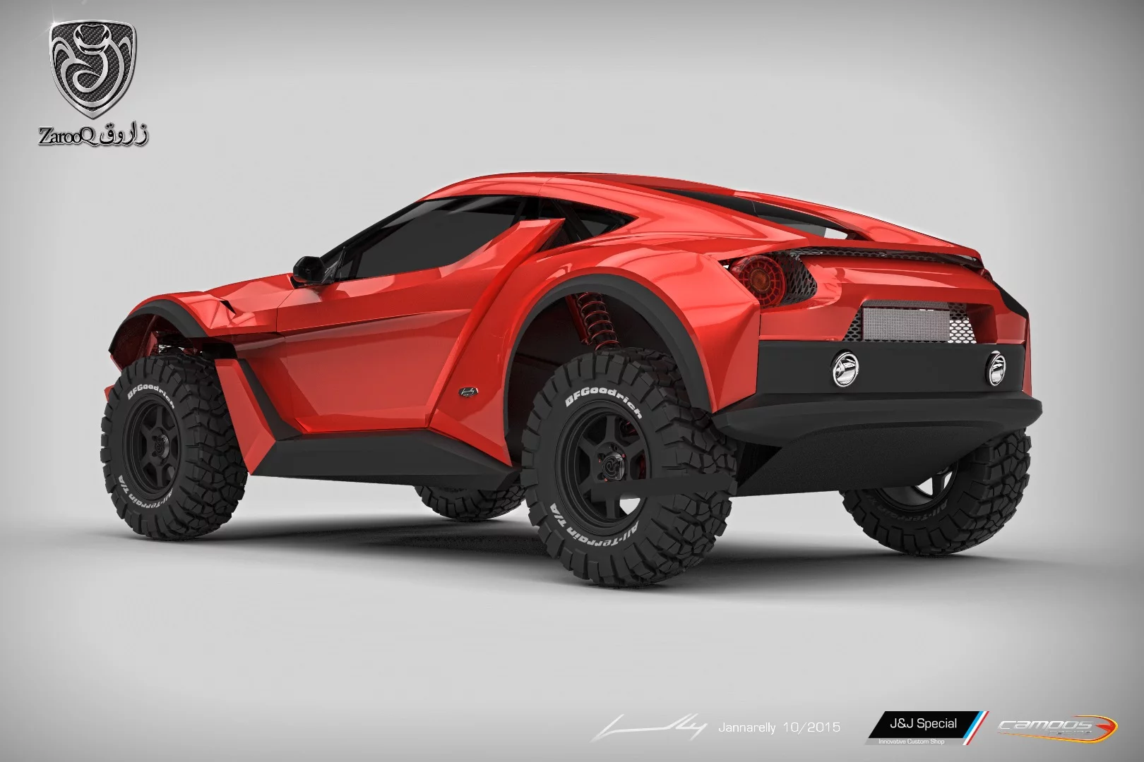 The Sand Racer rendering shows a high ride and rugged body