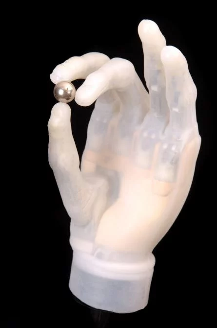 The iLimb hand, from Touch Bionics, demonstrating a two-finger "precision grip."