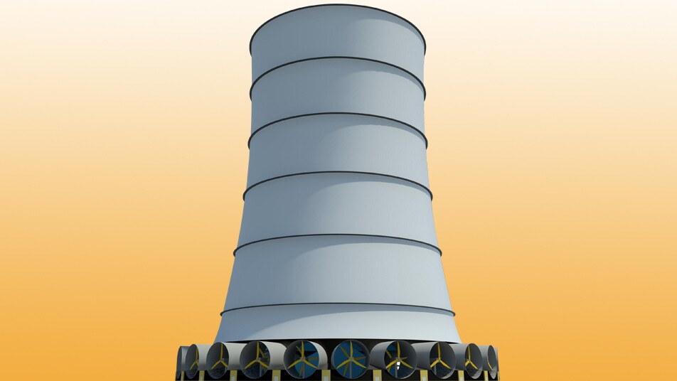 Solar Wind Energy's Downdraft Tower generates its own wind all year round