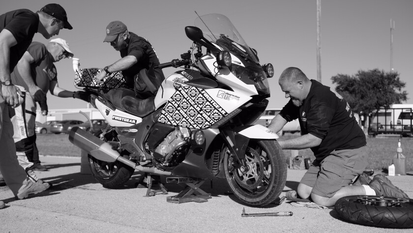 Another tire change: Reese destroyed two front and four rear tires in the 24-hour attempt