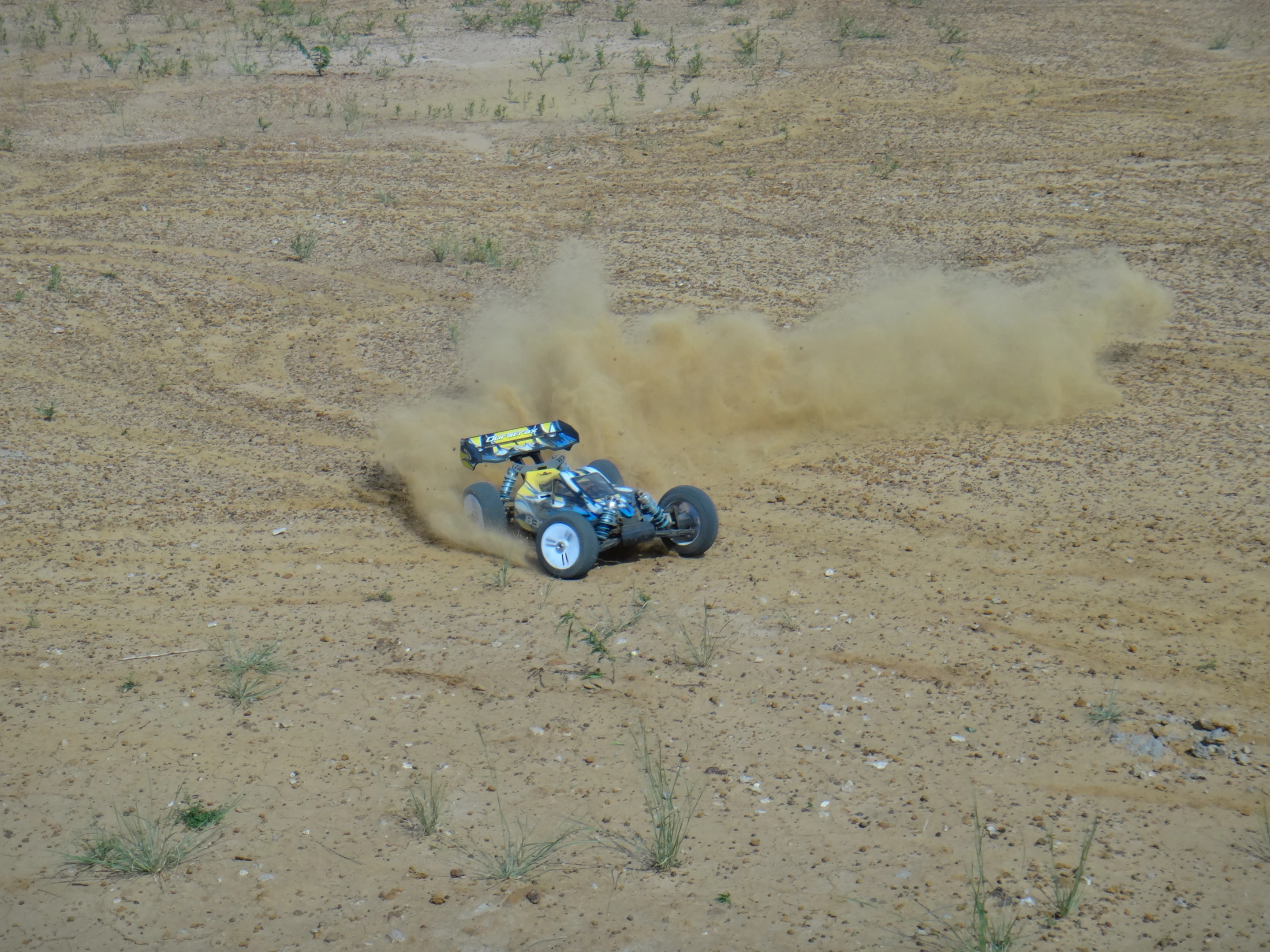 The buggy performed almost as well as it did on the pavement, except the tires would spin a bit longer when fully squeezing the accelerator
