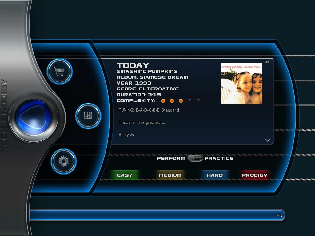 The app's practice mode offers useful learning tools like fast-forward, rewind, touch-scroll, auto-pause, auto-play, chord names, and note names