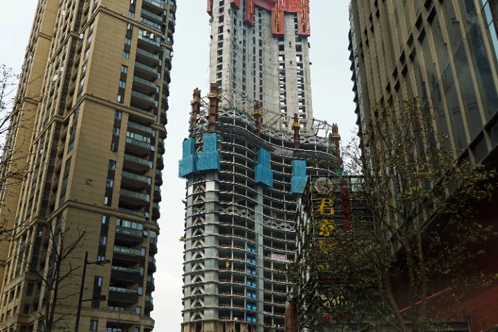 The Wuhan Greenland Center will reach a height of 636 m (2,086 ft)