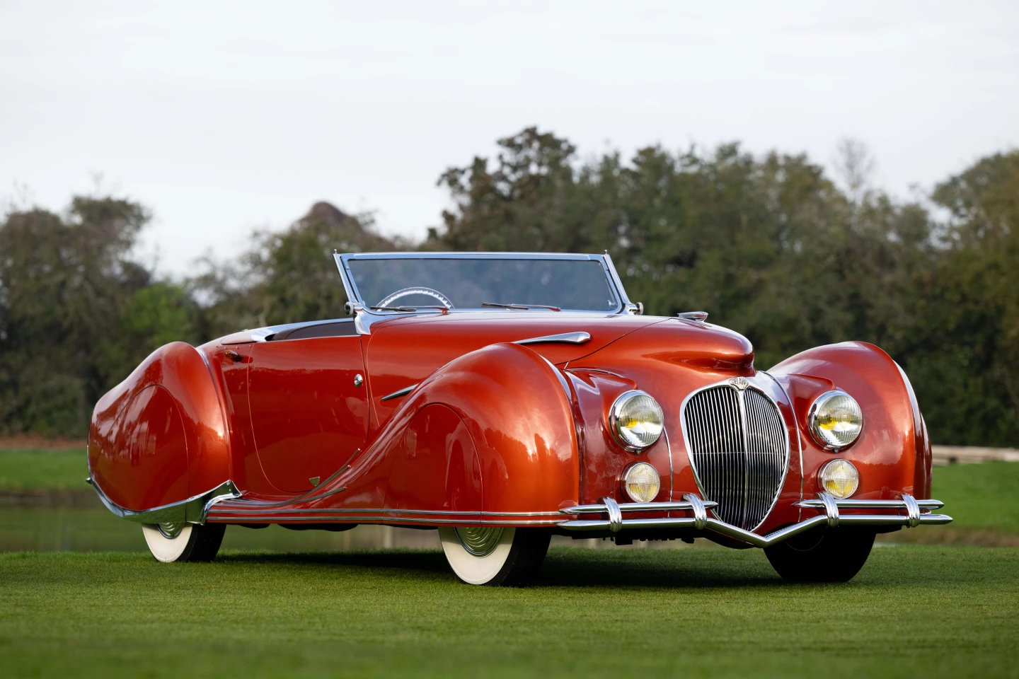 Another Delahaye and another Figoni body, this time in one of his outrageous Narval designs. The original interior was designed and implemented by Hermes of Paris, and apart from a repaint 70 years ago, this gem has never been restored.