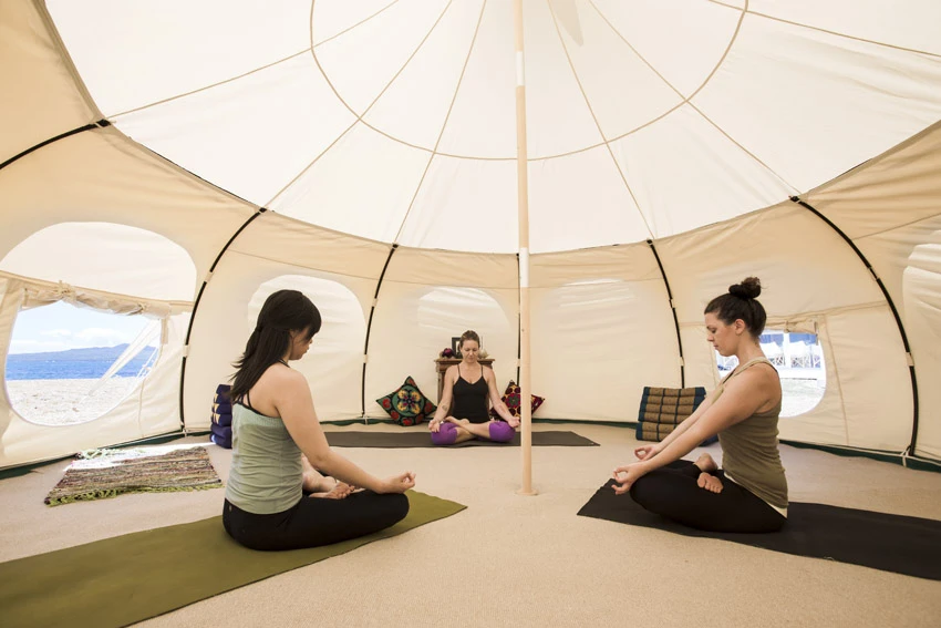 The Lotus Belle Outback Deluxe doubles as a portable yoga studio