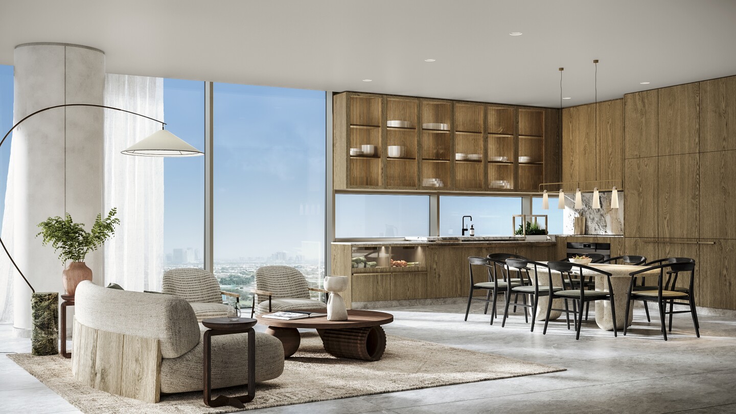 Six Senses Residences Dubai Marina's living rooms will feature bespoke furniture and generous glazing to frame the view