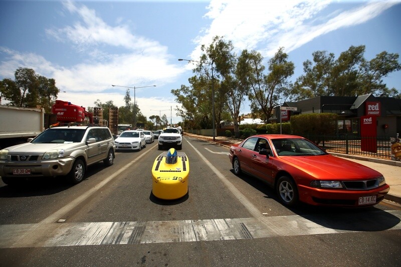 The second placed University of Michigan Solar Team in action during day three of the World Solar Challenge