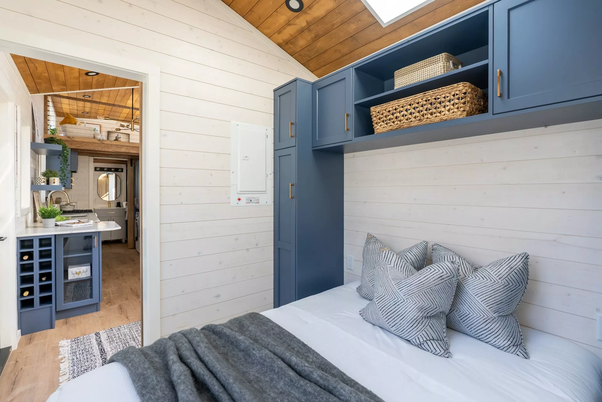 The Gambier's main bedroom includes a double bed and some storage space