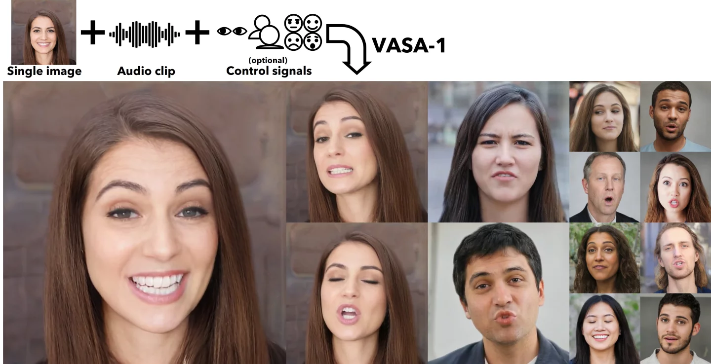 The VASA-1 AI model is able to generate scary real video that's not only able to lip-sync to a supplied voice audio track, but also include facial expressions and natural head movements – all from a single static head shot