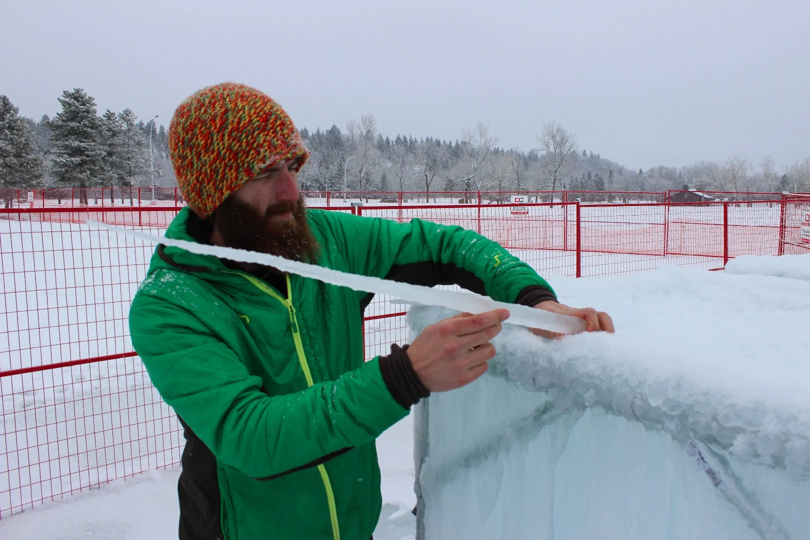 Cory Livingood, lead artisan of the Edmonton Ice Castle