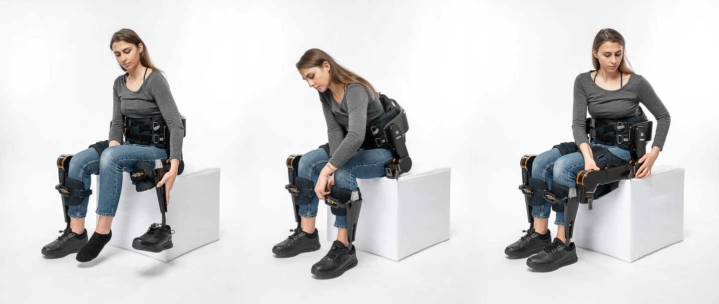 Different sizes of foot and ankle supports are available, plus the size of the exoskeleton can be adjusted via telescopic links adjacent to the wearer's femur and tibia