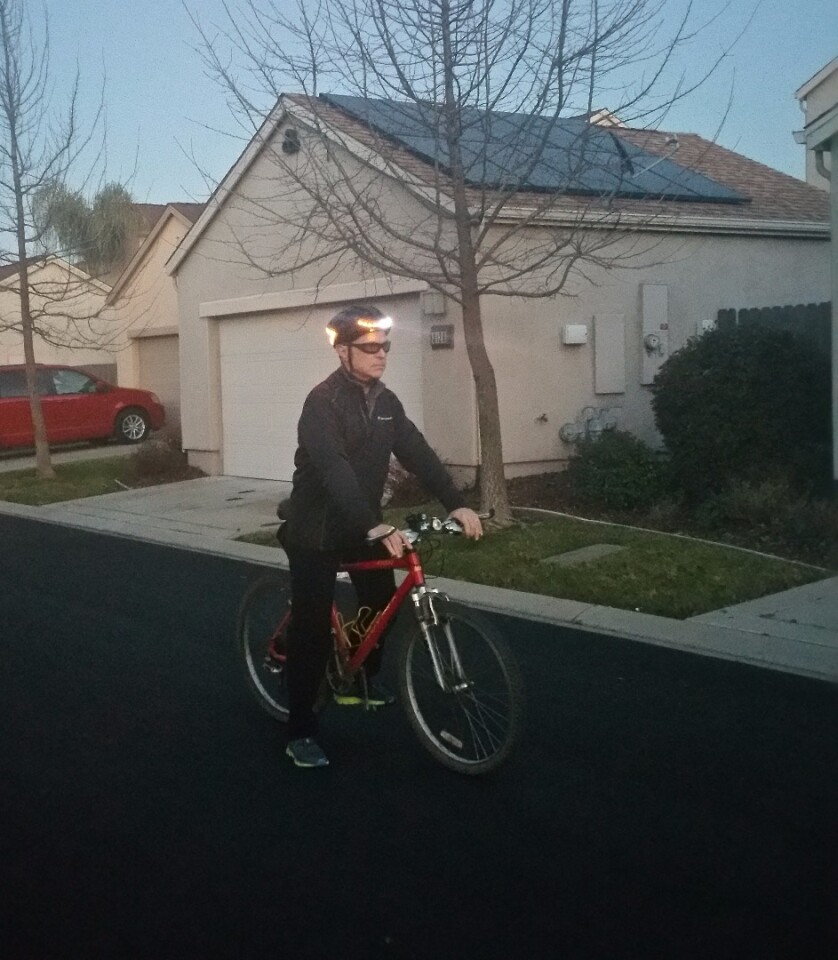 While the front LEDs on the Lumos helmet can't substitute for a headlight, they do make the wearer more visible