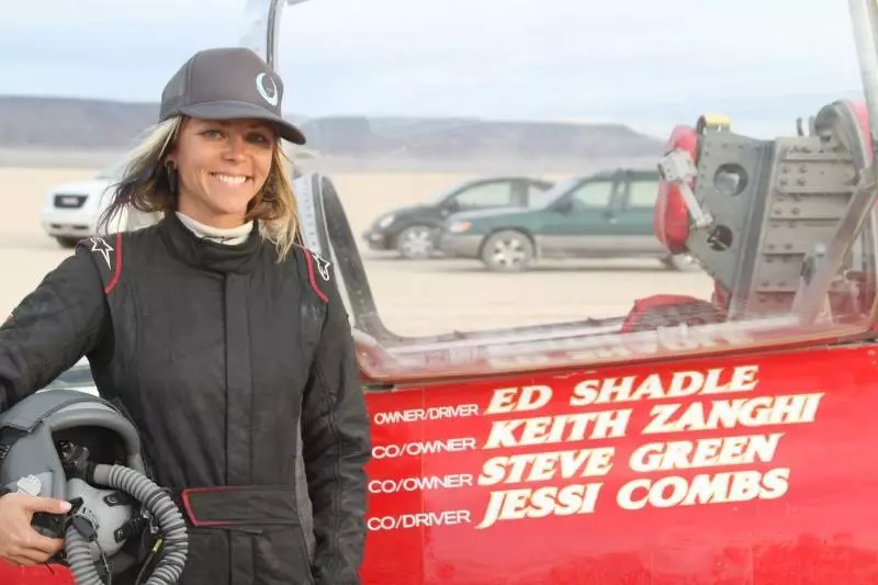 Jessi Combs with the North American Eagle land speed race car